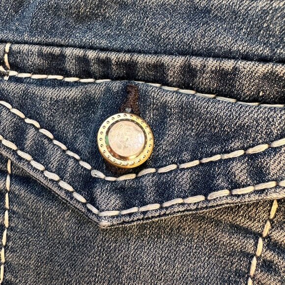 Girls Cherokee Denim Shorts L 10/12 With Rhinestone Back Pockets Adjustable Wais - Picture 13 of 13